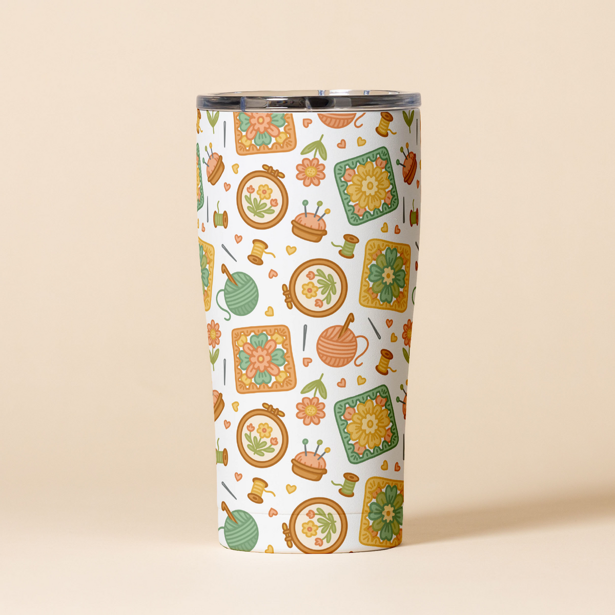 20 oz. Tumbler | Hobbyist with crochet, embroidery and sewing pattern