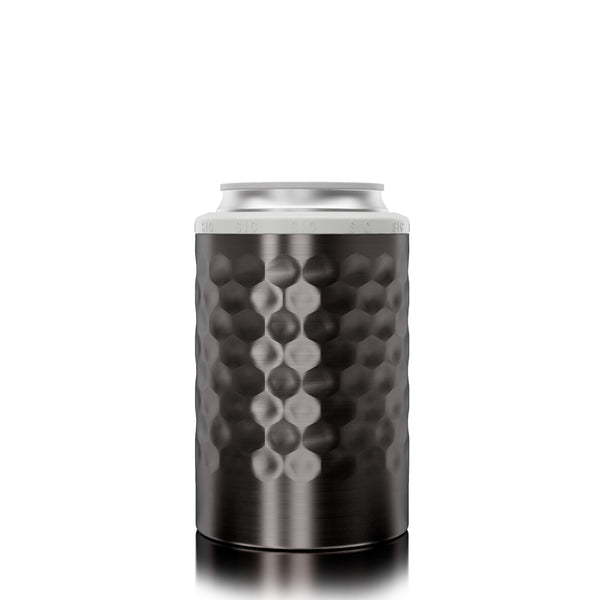 black "hammered metal" design on a can cooler
