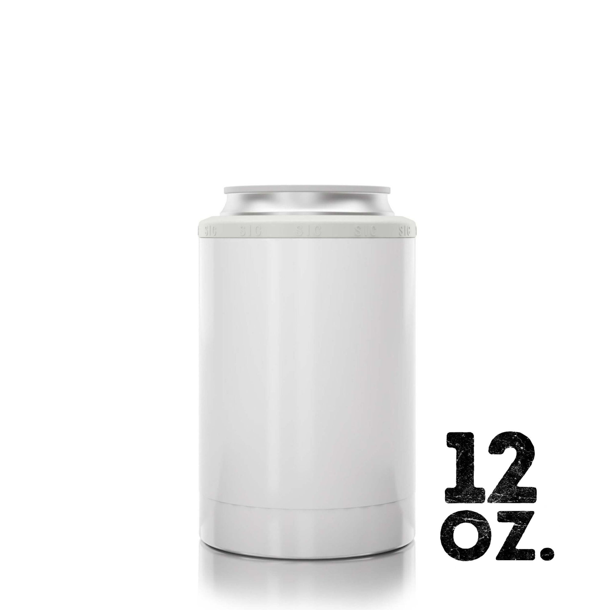 Gloss Ice White SIC 12 oz. Can Cooler with Size Guide