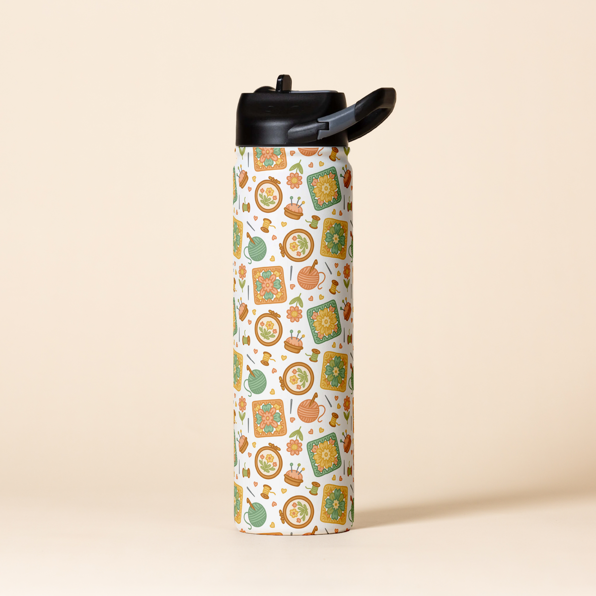 27 oz. Sport Bottle | Hobbyist with crochet, embroidery and sewing pattern