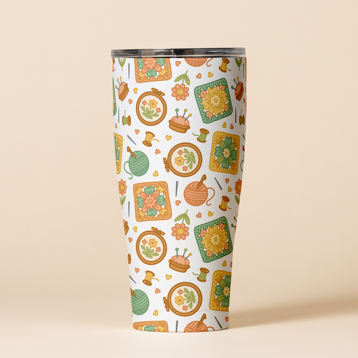30 oz. Tumbler | Hobbyist with crochet, embroidery and sewing pattern