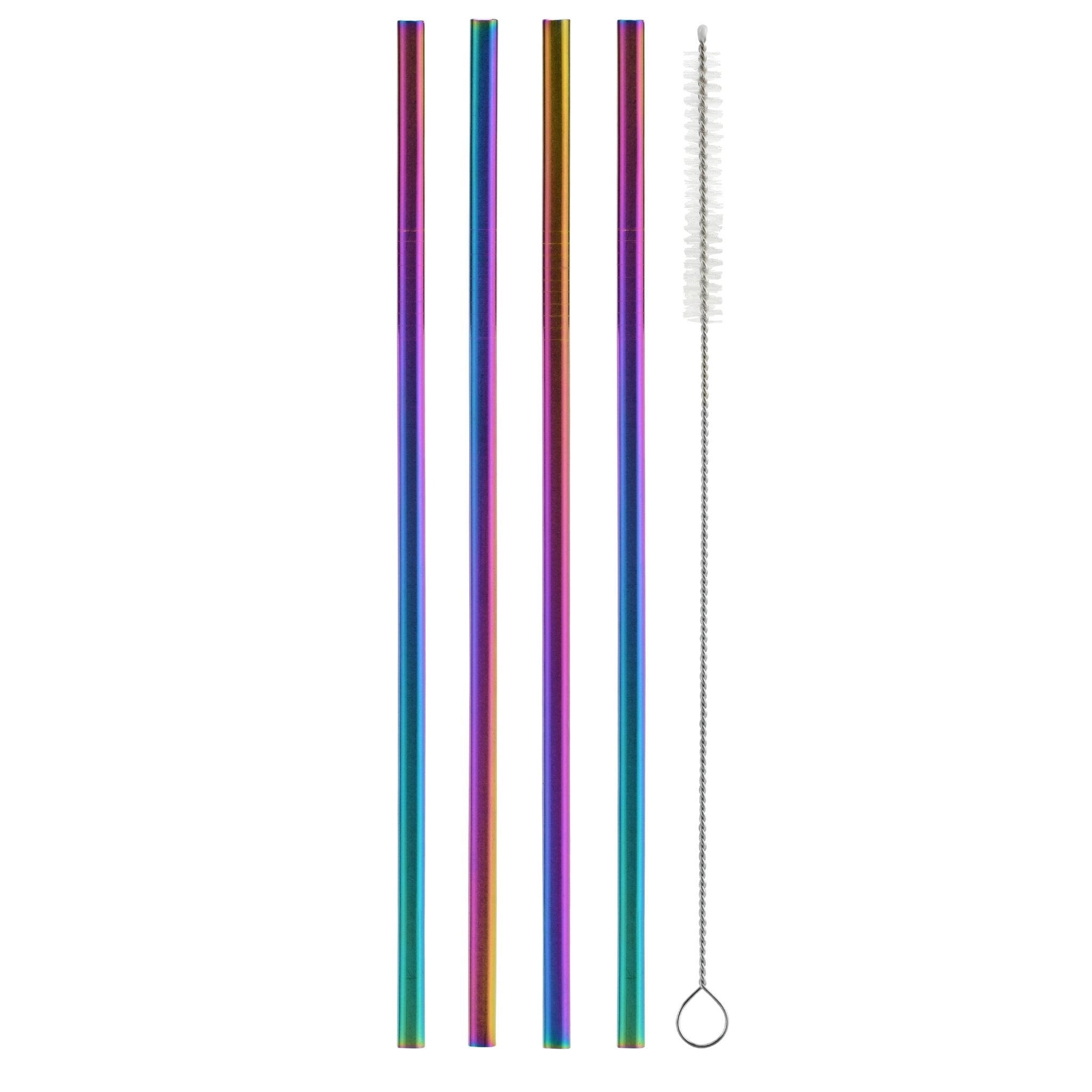 Metallic Rainbow Straight Stainless Steel Straw (4 pack) - SIC Lifestyle