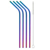 Metallic Rainbow Bent Stainless Steel Straw (4 pack)