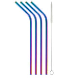 Metallic Rainbow Bent Stainless Steel Straw (4 pack)