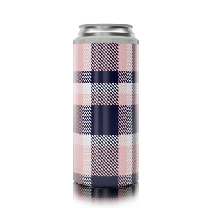 Slim Can Cooler SIC Pink & Navy Plaid