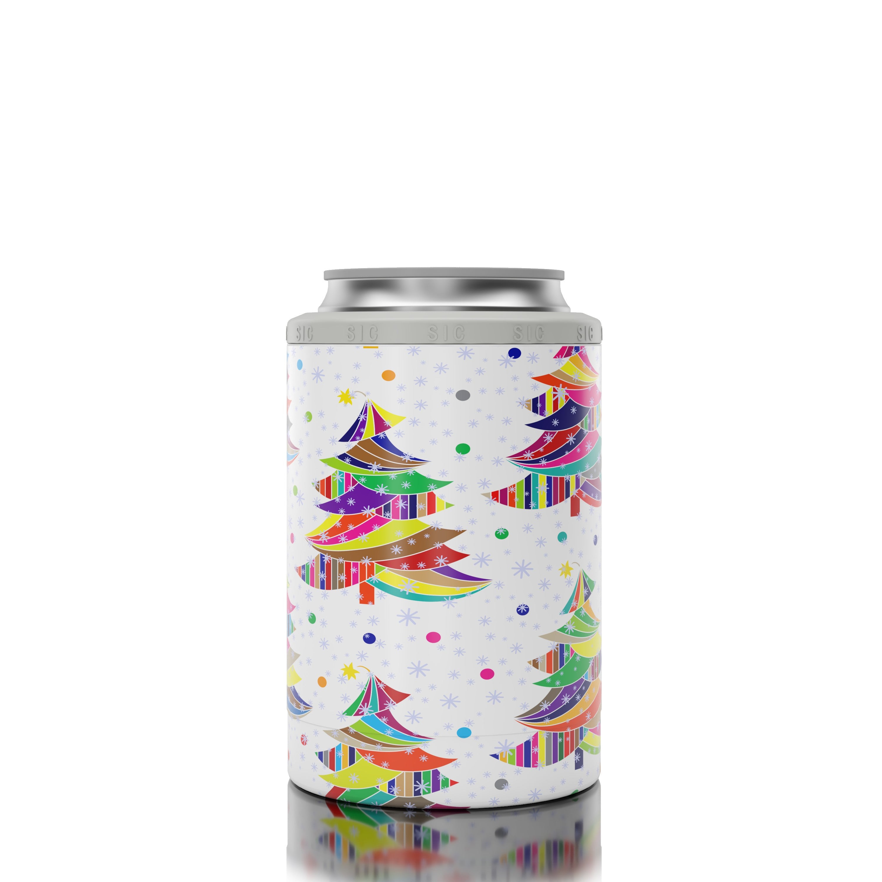 12 oz. SIC® Can Cooler Colorful Christmas Trees